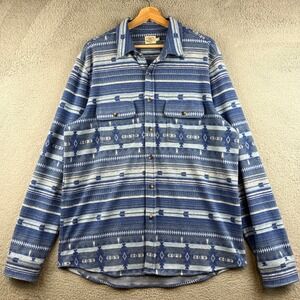 Faherty Brand Mens Southwestern Knit Button Down sweater Shirt Blue L